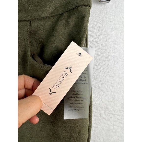 Nanette Lepore Kick Crop Suede Pants 90s Olive sz XL - Picture 3 of 9